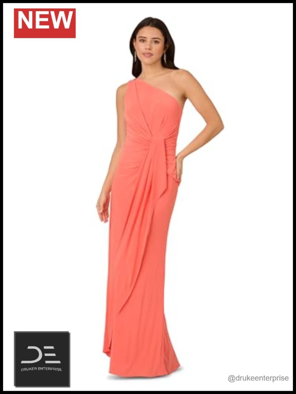 One Shoulder Jersey Evening Dress Gown Formal Prom Wedding